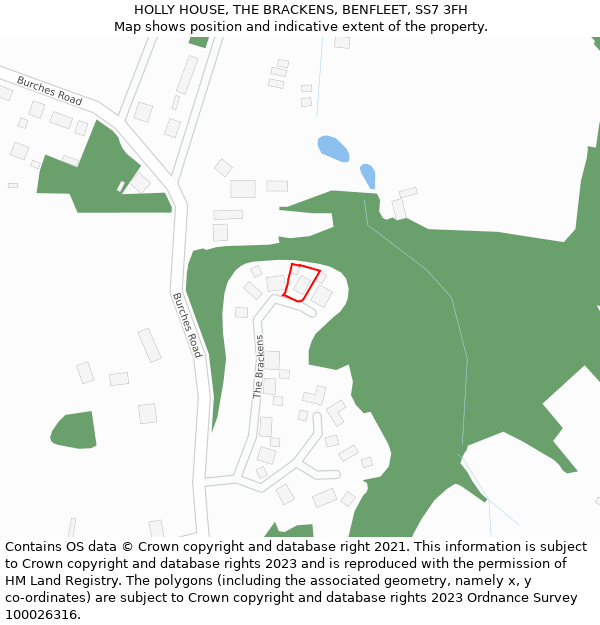 HOLLY HOUSE, THE BRACKENS, BENFLEET, SS7 3FH: Location map and indicative extent of plot