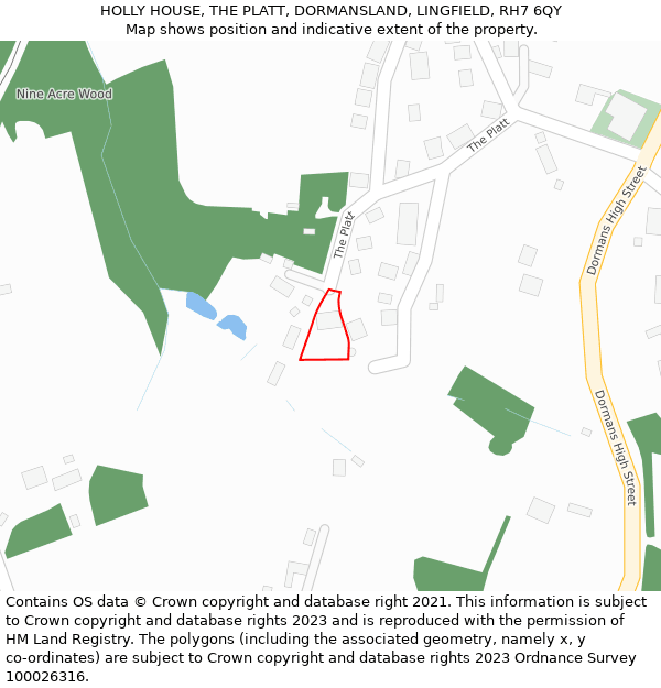 HOLLY HOUSE, THE PLATT, DORMANSLAND, LINGFIELD, RH7 6QY: Location map and indicative extent of plot