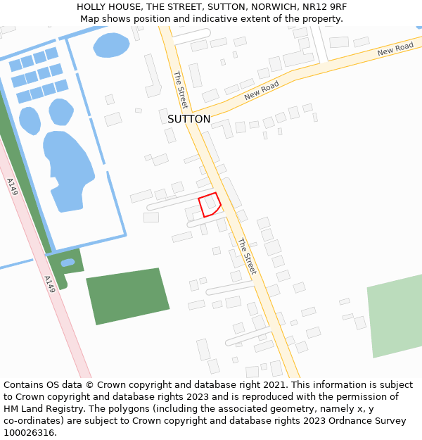HOLLY HOUSE, THE STREET, SUTTON, NORWICH, NR12 9RF: Location map and indicative extent of plot