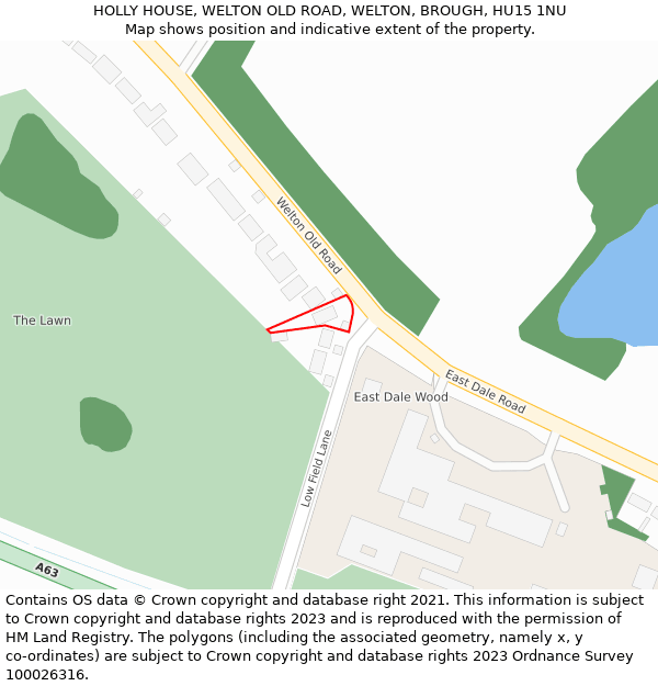 HOLLY HOUSE, WELTON OLD ROAD, WELTON, BROUGH, HU15 1NU: Location map and indicative extent of plot