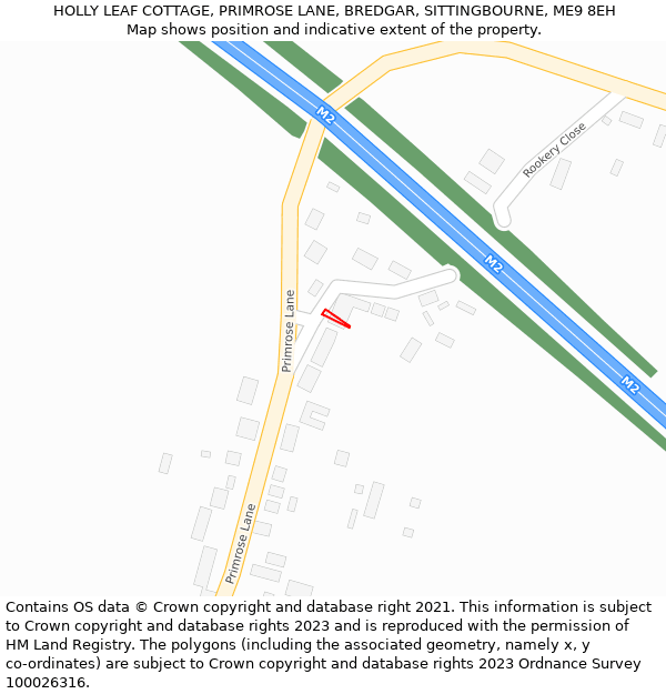 HOLLY LEAF COTTAGE, PRIMROSE LANE, BREDGAR, SITTINGBOURNE, ME9 8EH: Location map and indicative extent of plot