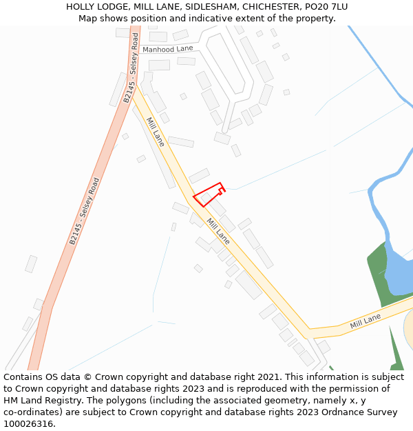 HOLLY LODGE, MILL LANE, SIDLESHAM, CHICHESTER, PO20 7LU: Location map and indicative extent of plot