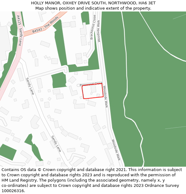 HOLLY MANOR, OXHEY DRIVE SOUTH, NORTHWOOD, HA6 3ET: Location map and indicative extent of plot