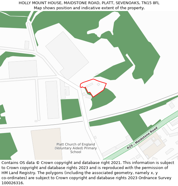 HOLLY MOUNT HOUSE, MAIDSTONE ROAD, PLATT, SEVENOAKS, TN15 8FL: Location map and indicative extent of plot