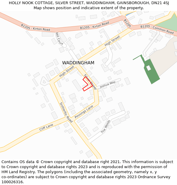 HOLLY NOOK COTTAGE, SILVER STREET, WADDINGHAM, GAINSBOROUGH, DN21 4SJ: Location map and indicative extent of plot