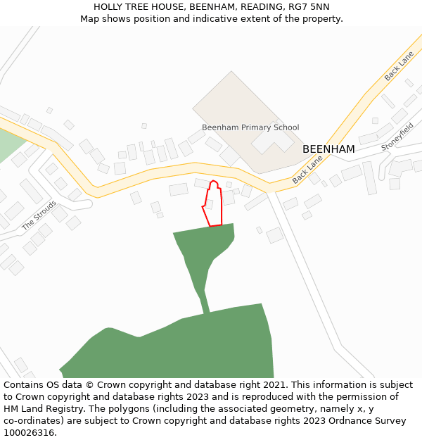 HOLLY TREE HOUSE, BEENHAM, READING, RG7 5NN: Location map and indicative extent of plot