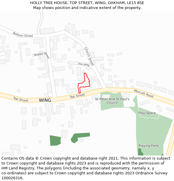 HOLLY TREE HOUSE, TOP STREET, WING, OAKHAM, LE15 8SE: Location map and indicative extent of plot
