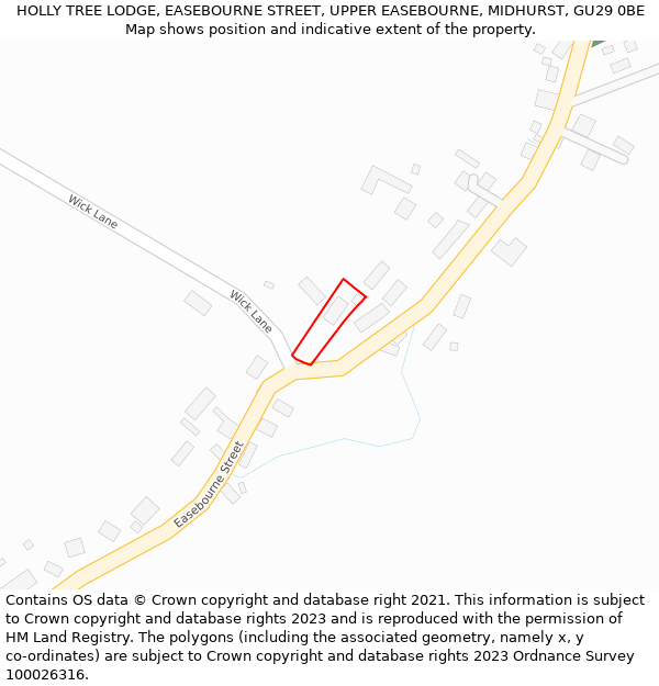 HOLLY TREE LODGE, EASEBOURNE STREET, UPPER EASEBOURNE, MIDHURST, GU29 0BE: Location map and indicative extent of plot