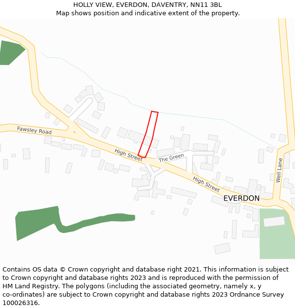 HOLLY VIEW, EVERDON, DAVENTRY, NN11 3BL: Location map and indicative extent of plot