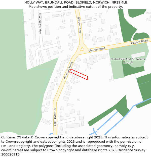 HOLLY WAY, BRUNDALL ROAD, BLOFIELD, NORWICH, NR13 4LB: Location map and indicative extent of plot