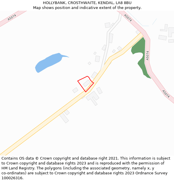 HOLLYBANK, CROSTHWAITE, KENDAL, LA8 8BU: Location map and indicative extent of plot