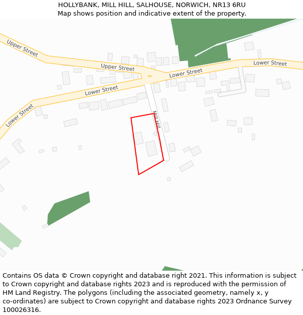 HOLLYBANK, MILL HILL, SALHOUSE, NORWICH, NR13 6RU: Location map and indicative extent of plot