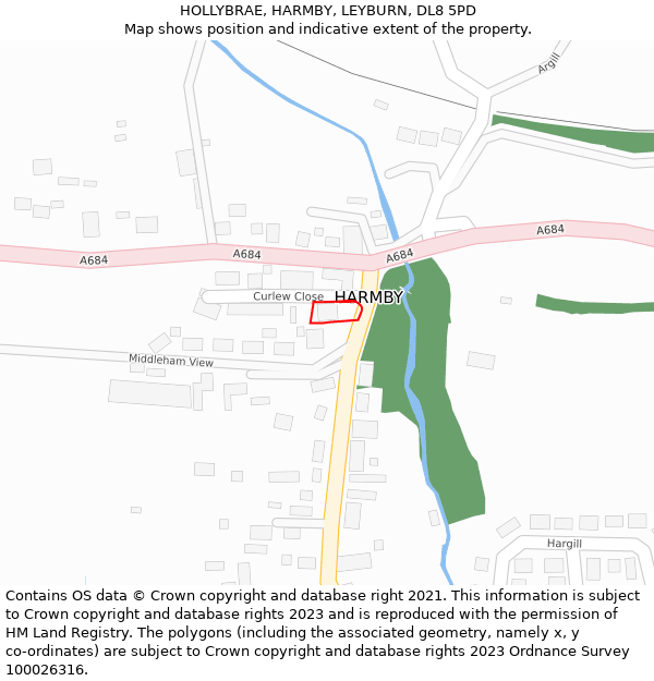 HOLLYBRAE, HARMBY, LEYBURN, DL8 5PD: Location map and indicative extent of plot