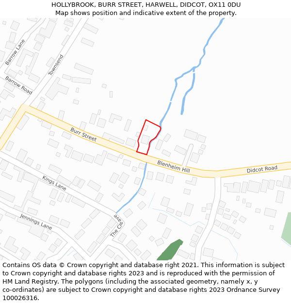 HOLLYBROOK, BURR STREET, HARWELL, DIDCOT, OX11 0DU: Location map and indicative extent of plot