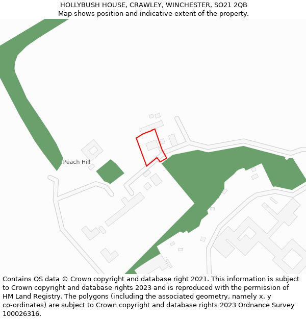 HOLLYBUSH HOUSE, CRAWLEY, WINCHESTER, SO21 2QB: Location map and indicative extent of plot