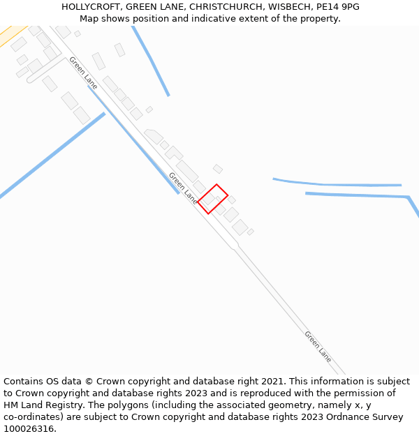 HOLLYCROFT, GREEN LANE, CHRISTCHURCH, WISBECH, PE14 9PG: Location map and indicative extent of plot