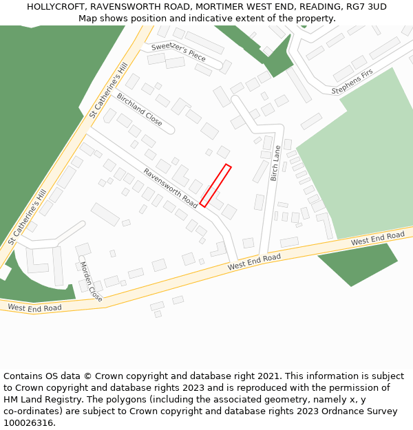 HOLLYCROFT, RAVENSWORTH ROAD, MORTIMER WEST END, READING, RG7 3UD: Location map and indicative extent of plot