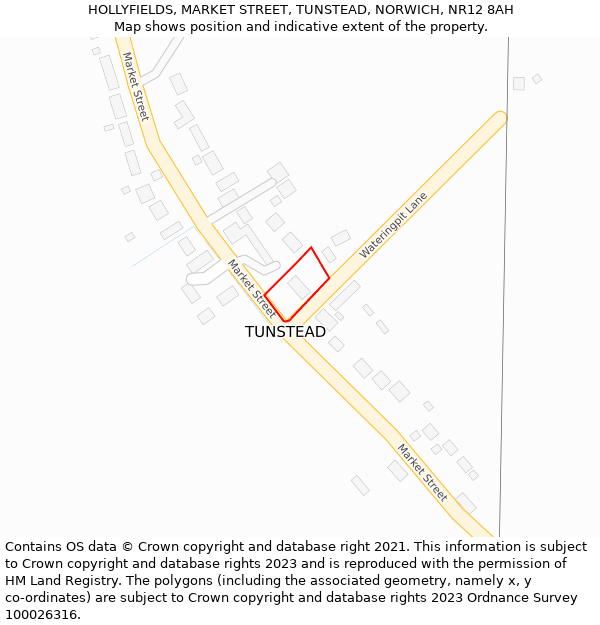 HOLLYFIELDS, MARKET STREET, TUNSTEAD, NORWICH, NR12 8AH: Location map and indicative extent of plot