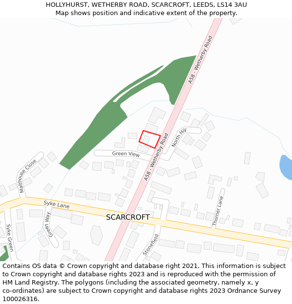 HOLLYHURST, WETHERBY ROAD, SCARCROFT, LEEDS, LS14 3AU: Location map and indicative extent of plot