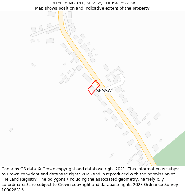 HOLLYLEA MOUNT, SESSAY, THIRSK, YO7 3BE: Location map and indicative extent of plot