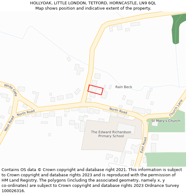 HOLLYOAK, LITTLE LONDON, TETFORD, HORNCASTLE, LN9 6QL: Location map and indicative extent of plot