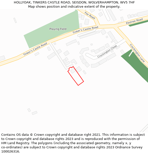 HOLLYOAK, TINKERS CASTLE ROAD, SEISDON, WOLVERHAMPTON, WV5 7HF: Location map and indicative extent of plot