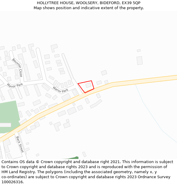 HOLLYTREE HOUSE, WOOLSERY, BIDEFORD, EX39 5QP: Location map and indicative extent of plot