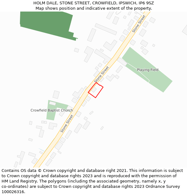 HOLM DALE, STONE STREET, CROWFIELD, IPSWICH, IP6 9SZ: Location map and indicative extent of plot