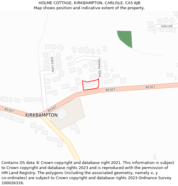 HOLME COTTAGE, KIRKBAMPTON, CARLISLE, CA5 6JB: Location map and indicative extent of plot