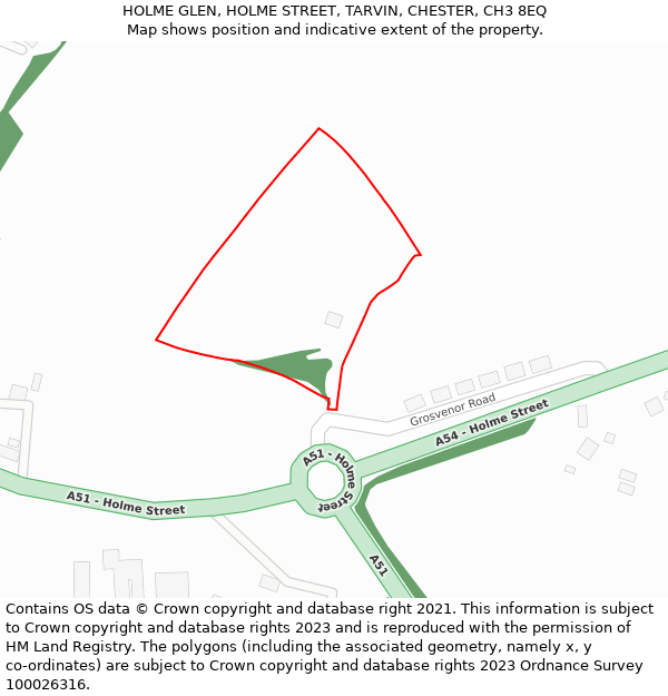 HOLME GLEN, HOLME STREET, TARVIN, CHESTER, CH3 8EQ: Location map and indicative extent of plot