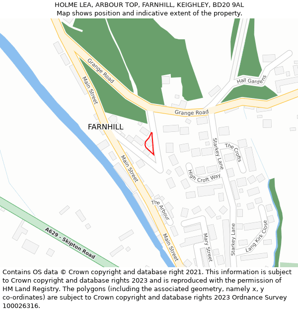 HOLME LEA, ARBOUR TOP, FARNHILL, KEIGHLEY, BD20 9AL: Location map and indicative extent of plot