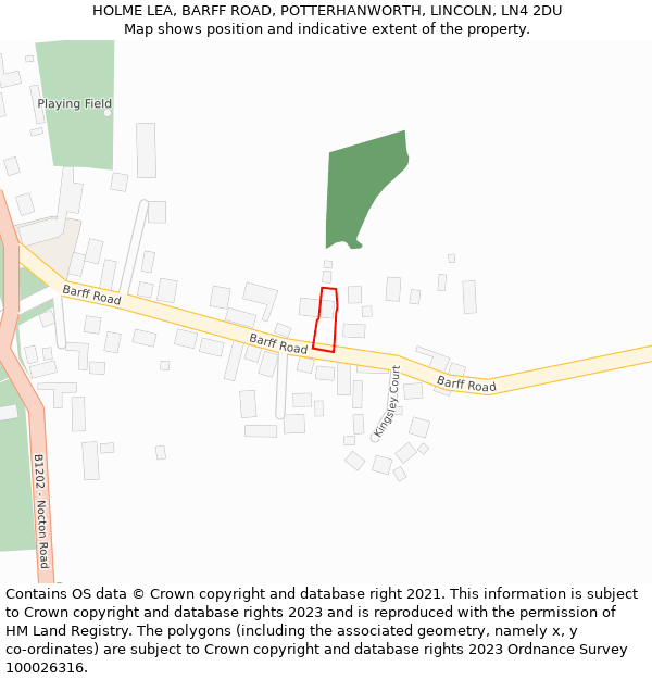 HOLME LEA, BARFF ROAD, POTTERHANWORTH, LINCOLN, LN4 2DU: Location map and indicative extent of plot