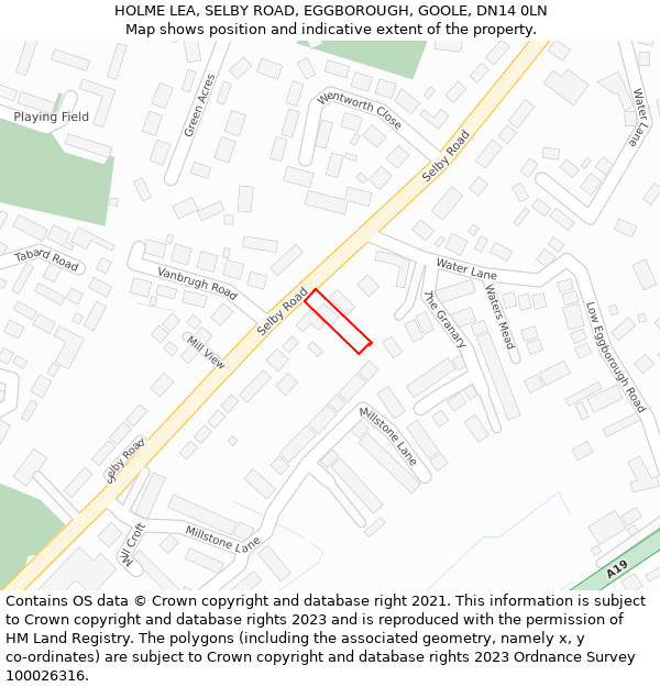 HOLME LEA, SELBY ROAD, EGGBOROUGH, GOOLE, DN14 0LN: Location map and indicative extent of plot