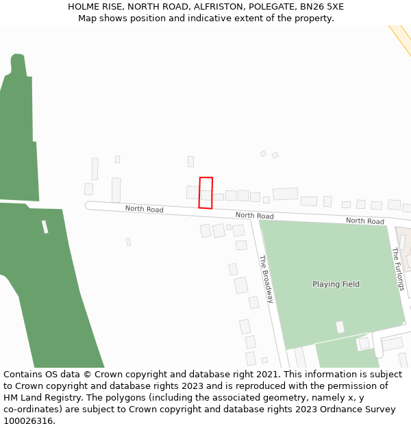 HOLME RISE, NORTH ROAD, ALFRISTON, POLEGATE, BN26 5XE: Location map and indicative extent of plot