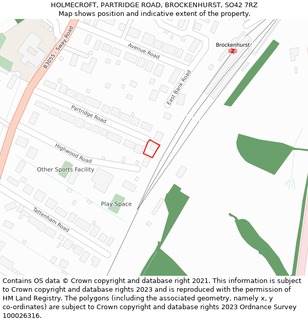 HOLMECROFT, PARTRIDGE ROAD, BROCKENHURST, SO42 7RZ: Location map and indicative extent of plot