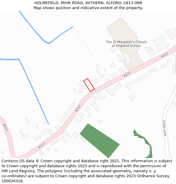 HOLMEFIELD, MAIN ROAD, WITHERN, ALFORD, LN13 0NB: Location map and indicative extent of plot