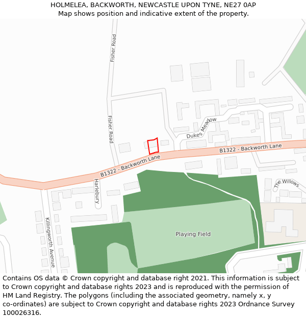 HOLMELEA, BACKWORTH, NEWCASTLE UPON TYNE, NE27 0AP: Location map and indicative extent of plot