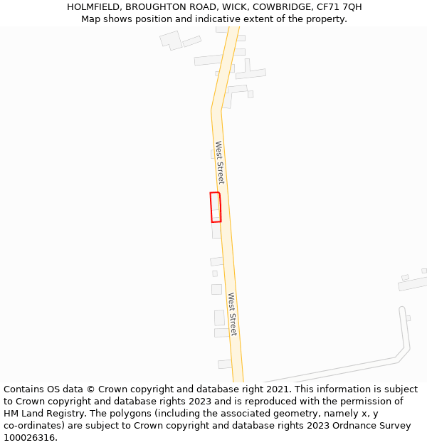 HOLMFIELD, BROUGHTON ROAD, WICK, COWBRIDGE, CF71 7QH: Location map and indicative extent of plot