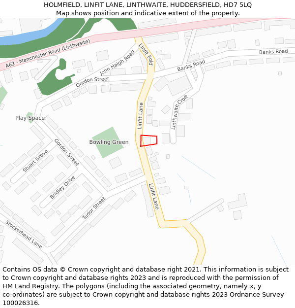 HOLMFIELD, LINFIT LANE, LINTHWAITE, HUDDERSFIELD, HD7 5LQ: Location map and indicative extent of plot