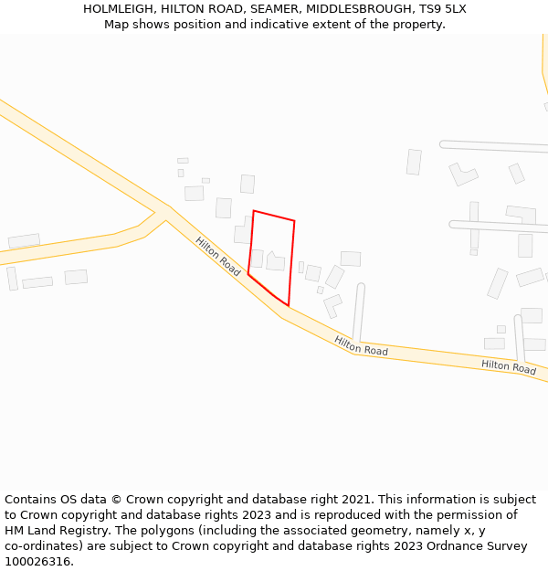 HOLMLEIGH, HILTON ROAD, SEAMER, MIDDLESBROUGH, TS9 5LX: Location map and indicative extent of plot