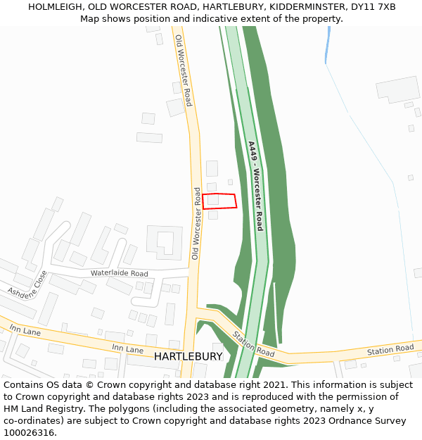 HOLMLEIGH, OLD WORCESTER ROAD, HARTLEBURY, KIDDERMINSTER, DY11 7XB: Location map and indicative extent of plot