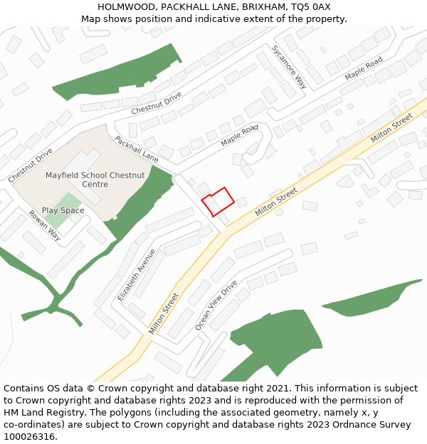 HOLMWOOD, PACKHALL LANE, BRIXHAM, TQ5 0AX: Location map and indicative extent of plot