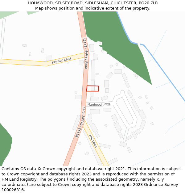 HOLMWOOD, SELSEY ROAD, SIDLESHAM, CHICHESTER, PO20 7LR: Location map and indicative extent of plot