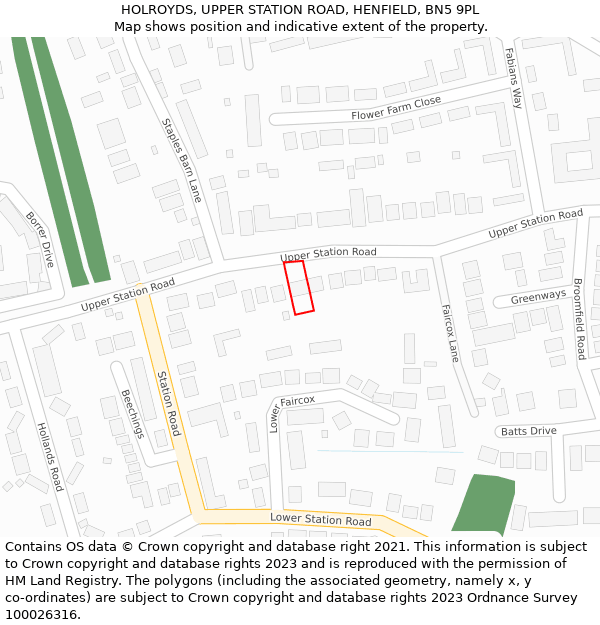 HOLROYDS, UPPER STATION ROAD, HENFIELD, BN5 9PL: Location map and indicative extent of plot