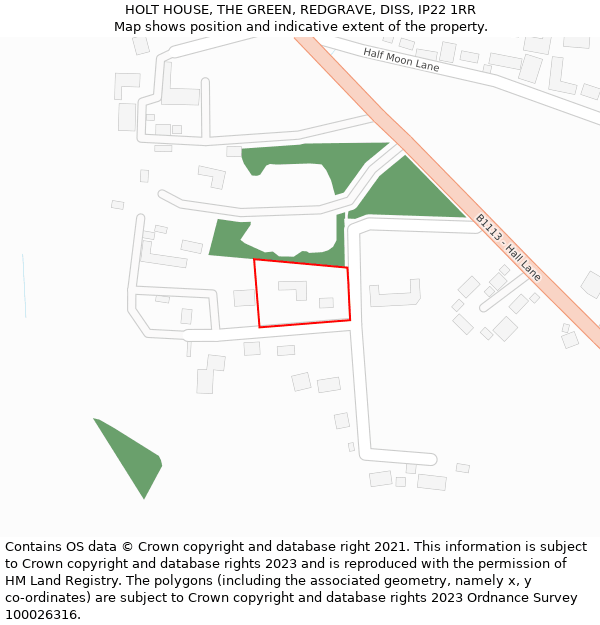 HOLT HOUSE, THE GREEN, REDGRAVE, DISS, IP22 1RR: Location map and indicative extent of plot