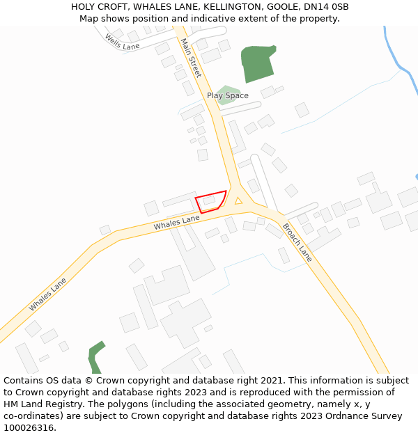 HOLY CROFT, WHALES LANE, KELLINGTON, GOOLE, DN14 0SB: Location map and indicative extent of plot