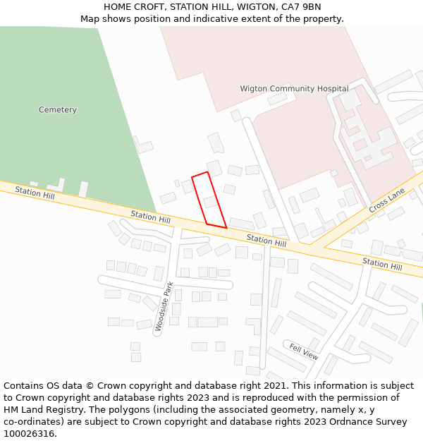 HOME CROFT, STATION HILL, WIGTON, CA7 9BN: Location map and indicative extent of plot