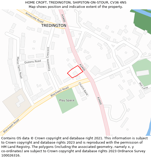 HOME CROFT, TREDINGTON, SHIPSTON-ON-STOUR, CV36 4NS: Location map and indicative extent of plot