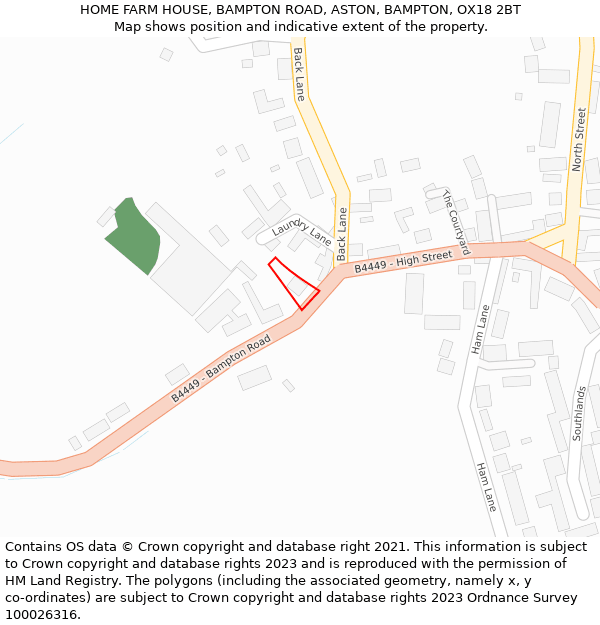 HOME FARM HOUSE, BAMPTON ROAD, ASTON, BAMPTON, OX18 2BT: Location map and indicative extent of plot