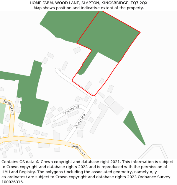 HOME FARM, WOOD LANE, SLAPTON, KINGSBRIDGE, TQ7 2QX: Location map and indicative extent of plot